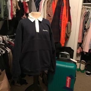 Supreme , White Rugby collar sweat shirt